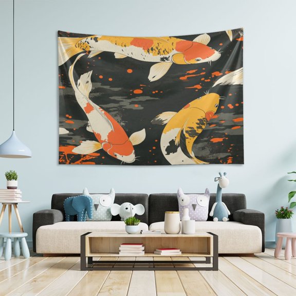 Yayeee Tapestry Wall Hanging for Bedroom 60" x 51" Living Room Home Wall Art Decor, Fish Pattern