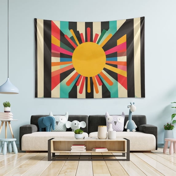 Yayeee Tapestry Wall Hanging for Bedroom 60" x 51" Living Room Home Wall Art Decor, Geometric Sun
