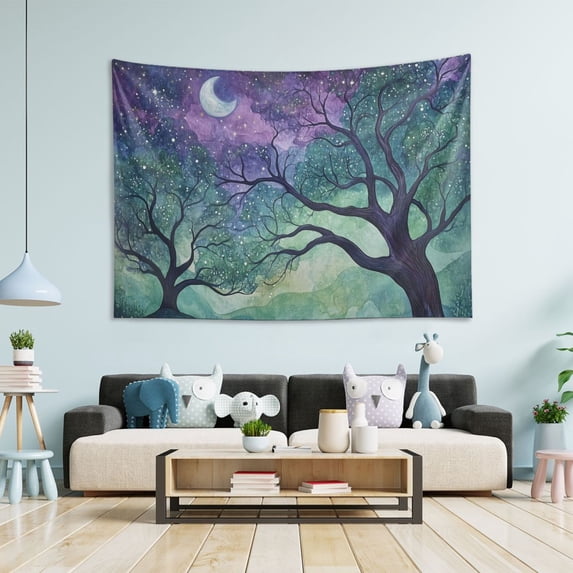 Yayeee Tapestry Wall Hanging for Bedroom 60" x 51" Living Room Home Wall Art Decor, Moonlight Forest