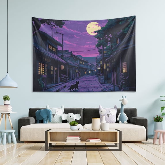 Yayeee Tapestry Wall Hanging for Bedroom 60" x 51" Living Room Home Wall Art Decor, Purple Street
