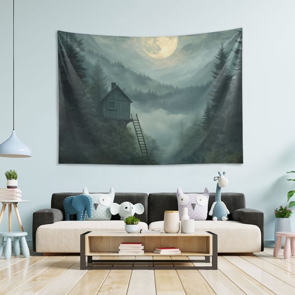 Yayeee Tapestry Wall Hanging for Bedroom 80" x 60" Living Room Home Wall Art Decor, Forest House
