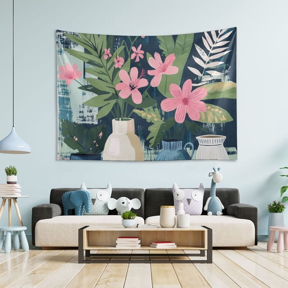 Yayeee Tapestry Wall Hanging for Bedroom 90" x 60" Living Room Home Wall Art Decor, Green Floral