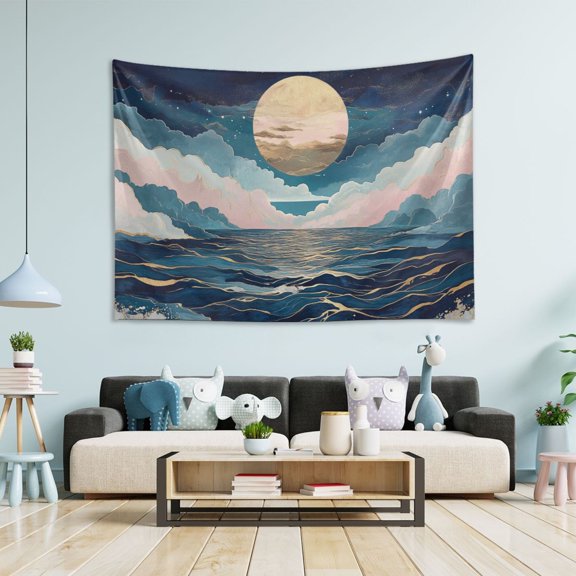Yayeee Tapestry Wall Hanging for Bedroom 90" x 60" Living Room Home Wall Art Decor, Rolling Waves