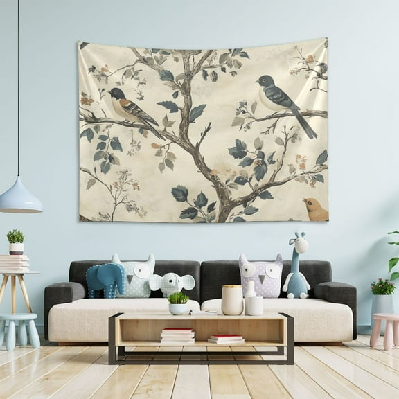 Yayeee Tapestry Wall Hanging for Bedroom 60" x 40" Living Room Home Wall Art Decor, Beige Birds