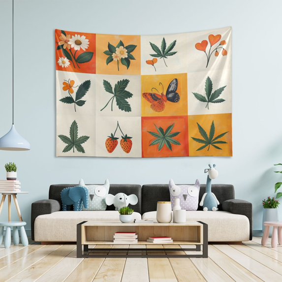 Yayeee Tapestry Wall Hanging for Bedroom 60" x 40" Living Room Home Wall Art Decor, Cartoon Plants