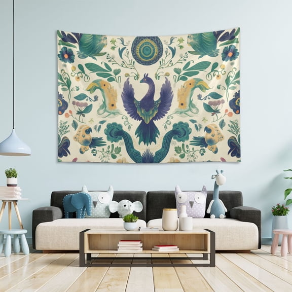 Yayeee Tapestry Wall Hanging for Bedroom 60" x 40" Living Room Home Wall Art Decor, Green Animals Pattern