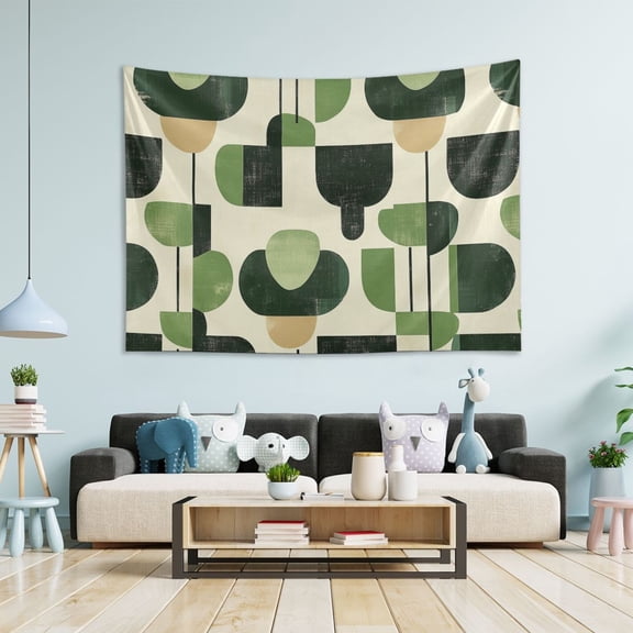 Yayeee Tapestry Wall Hanging for Bedroom 60" x 40" Living Room Home Wall Art Decor, Green Circle