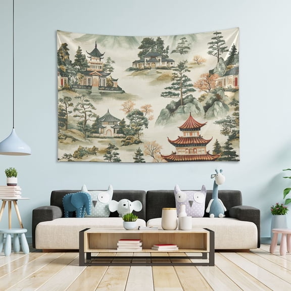 Yayeee Tapestry Wall Hanging for Bedroom 60" x 51" Living Room Home Wall Art Decor, Green Mountain Pattern