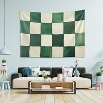 Yayeee Tapestry Wall Hanging for Bedroom 60" x 40" Living Room Home Wall Art Decor, Green and White Plaid Pattern