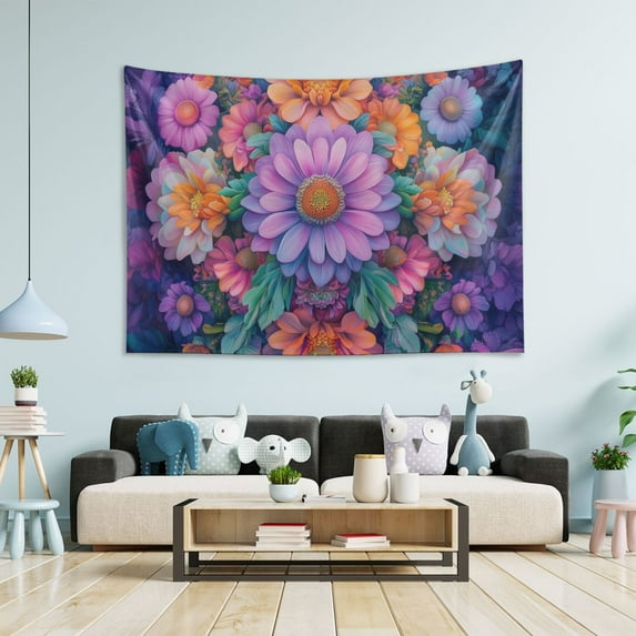 Yayeee Tapestry Wall Hanging for Bedroom 60" x 40" Living Room Home Wall Art Decor, Light Purple Flowers
