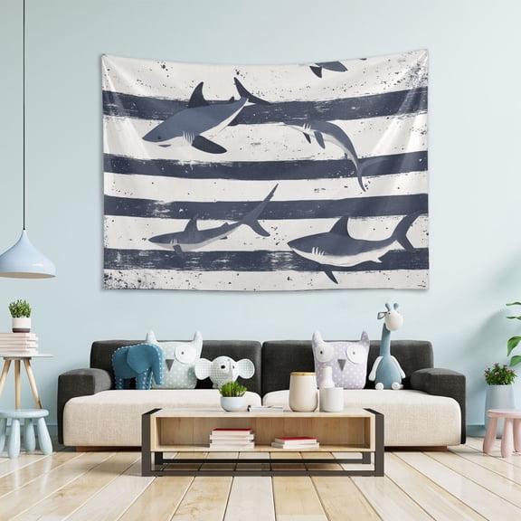 Yayeee Tapestry Wall Hanging for Bedroom 60" x 40" Living Room Home Wall Art Decor, Light Sharks