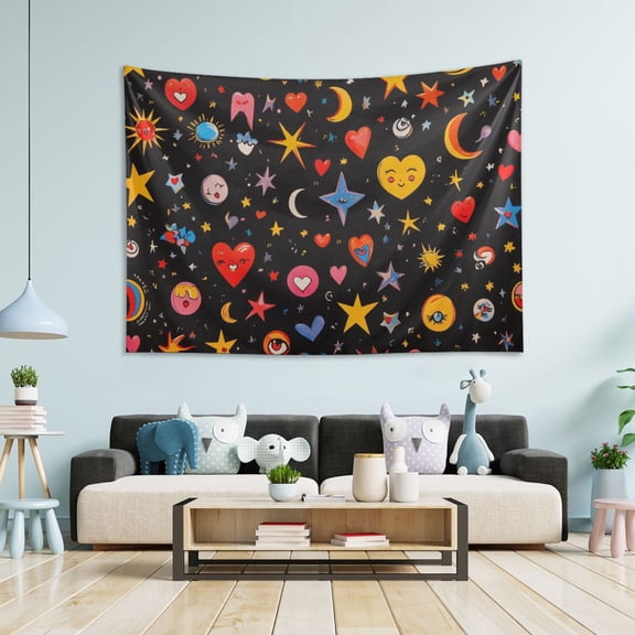 Yayeee Tapestry Wall Hanging for Bedroom 90" x 60" Living Room Home Wall Art Decor, Moon Pattern