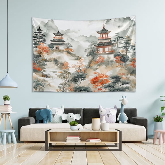 Yayeee Tapestry Wall Hanging for Bedroom 90" x 60" Living Room Home Wall Art Decor, Mountain Pattern