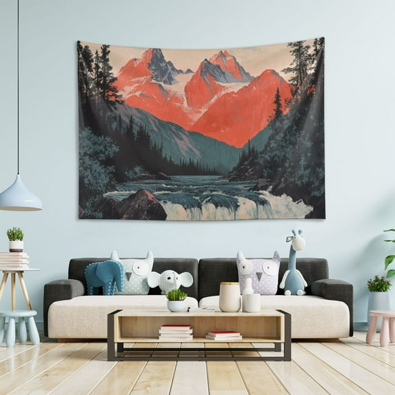 Yayeee Tapestry Wall Hanging for Bedroom 60" x 40" Living Room Home Wall Art Decor, Mountains At Dawn