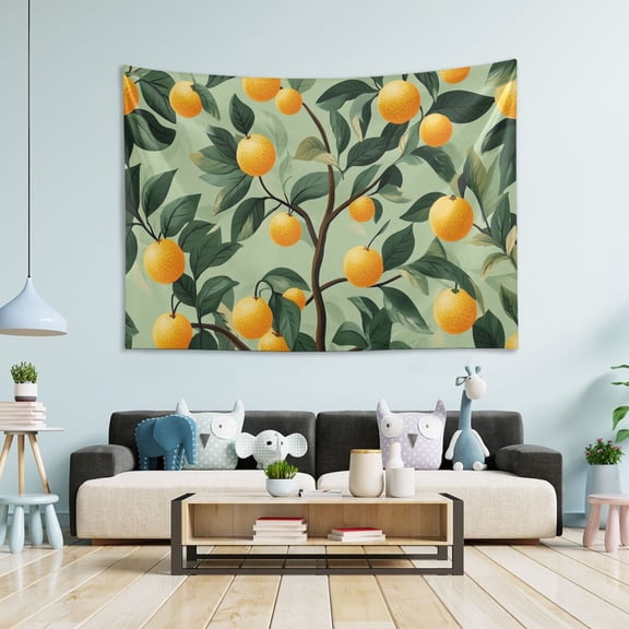 Yayeee Tapestry Wall Hanging for Bedroom 80" x 60" Living Room Home Wall Art Decor, Orange Tree