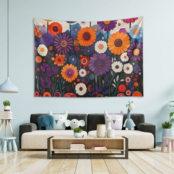 Yayeee Tapestry Wall Hanging for Bedroom 60" x 40" Living Room Home Wall Art Decor, Purple Flowers
