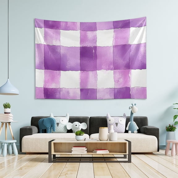 Yayeee Tapestry Wall Hanging for Bedroom 60" x 40" Living Room Home Wall Art Decor, Purple and White Pattern