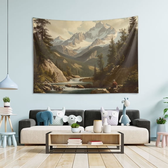 Yayeee Tapestry Wall Hanging for Bedroom 60" x 51" Living Room Home Wall Art Decor, Snow Mountains