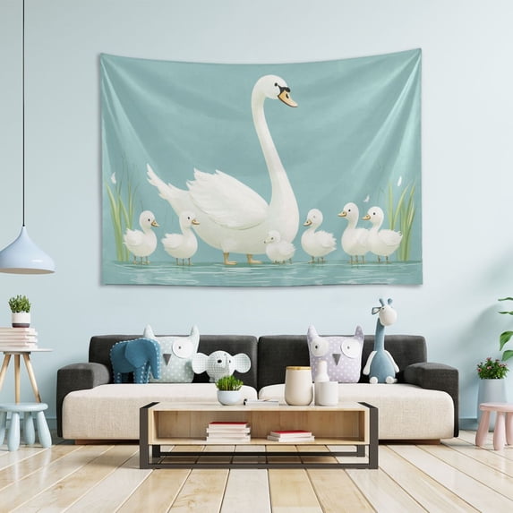 Yayeee Tapestry Wall Hanging for Bedroom 90" x 60" Living Room Home Wall Art Decor, White Swan