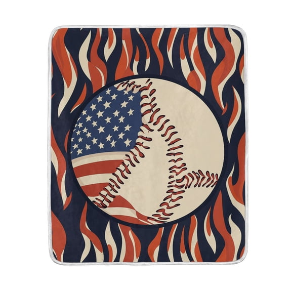 Yayeee Throw Blanket for Couch Soft Warm 50" x 60" Sofa Chair Bed Decoration, Baseball Pattern