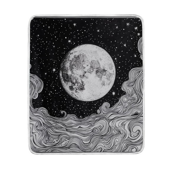 Yayeee Throw Blanket for Couch Soft Warm 50" x 60" Sofa Chair Bed Decoration, Black Moon