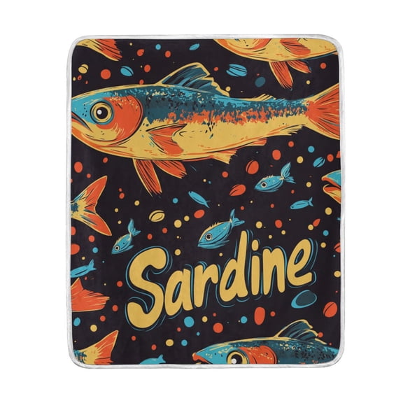 Yayeee Throw Blanket for Couch Soft Warm 50" x 60" Sofa Chair Bed Decoration, Black Sardines Pattern