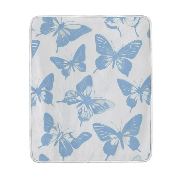 Yayeee Throw Blanket for Couch Soft Warm 50" x 60" Sofa Chair Bed Decoration, Blue Butterfly