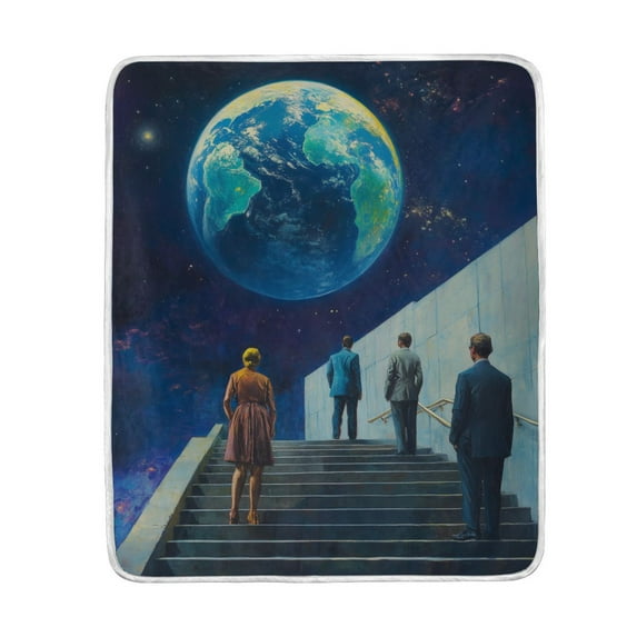 Yayeee Throw Blanket for Couch Soft Warm 50" x 60" Sofa Chair Bed Decoration, Blue Planet