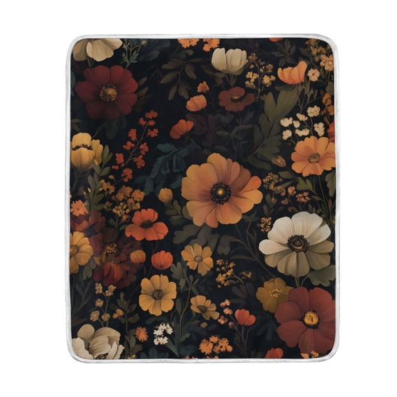 Yayeee Throw Blanket for Couch Soft Warm 50" x 60" Sofa Chair Bed Decoration, Dark Floral Pattern