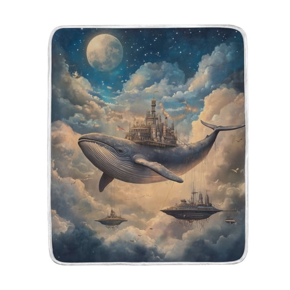 Yayeee Throw Blanket for Couch Soft Warm 50" x 60" Sofa Chair Bed Decoration, Floating Whale