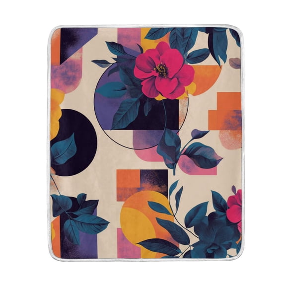 Yayeee Throw Blanket for Couch Soft Warm 50" x 60" Sofa Chair Bed Decoration, Flowers Pattern Style