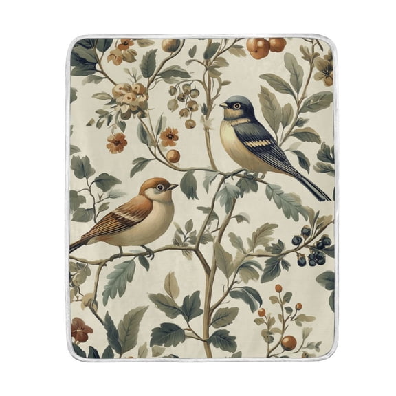 Yayeee Throw Blanket for Couch Soft Warm 50" x 60" Sofa Chair Bed Decoration, Green Birds
