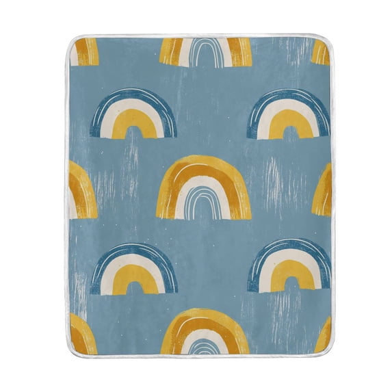 Yayeee Throw Blanket for Couch Soft Warm 50" x 60" Sofa Chair Bed Decoration, Light Blue Rainbow