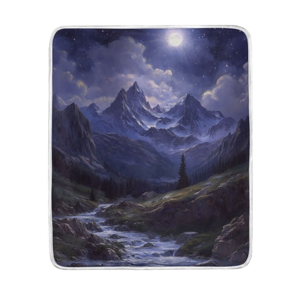 Yayeee Throw Blanket for Couch Soft Warm 50" x 60" Sofa Chair Bed Decoration, Moonlight Mountain