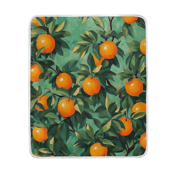 Yayeee Throw Blanket for Couch Soft Warm 50" x 60" Sofa Chair Bed Decoration, Orange Tree Pattern