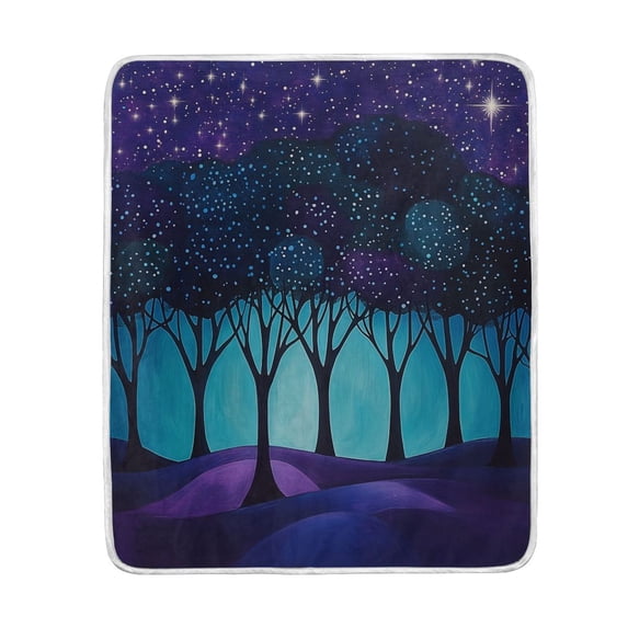 Yayeee Throw Blanket for Couch Soft Warm 50" x 60" Sofa Chair Bed Decoration, Purple Moonlight Forest