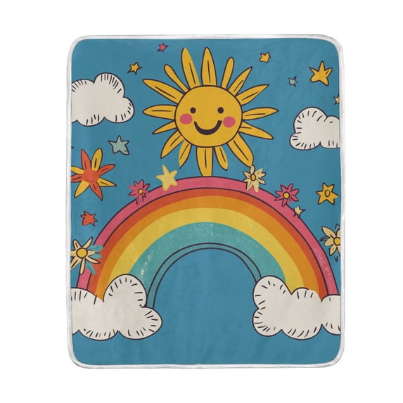 Yayeee Throw Blanket for Couch Soft Warm 50" x 60" Sofa Chair Bed Decoration, Rainbow with Stars