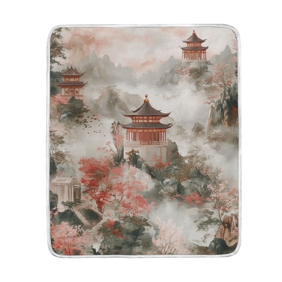 Yayeee Throw Blanket for Couch Soft Warm 50" x 60" Sofa Chair Bed Decoration, Red Mountain Pattern