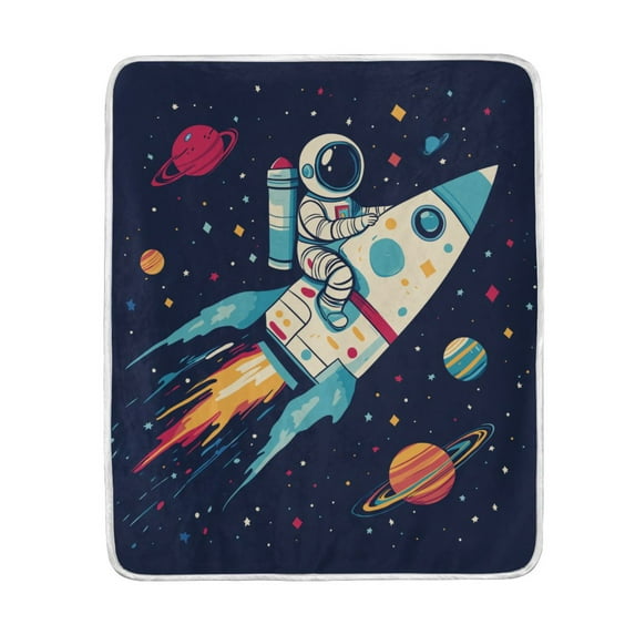 Yayeee Throw Blanket for Couch Soft Warm 50" x 60" Sofa Chair Bed Decoration, Rocket Pattern