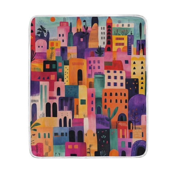 Yayeee Throw Blanket for Couch Soft Warm 60" x 80" Sofa Chair Bed Decoration, Art Buildings