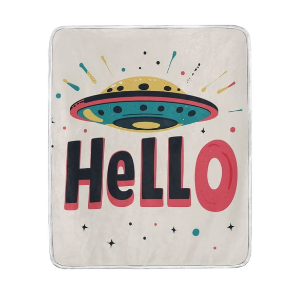 Yayeee Throw Blanket for Couch Soft Warm 60" x 80" Sofa Chair Bed Decoration, Beige UFO