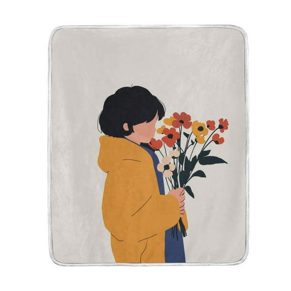 Yayeee Throw Blanket for Couch Soft Warm 60" x 80" Sofa Chair Bed Decoration, Cartoon Flowers