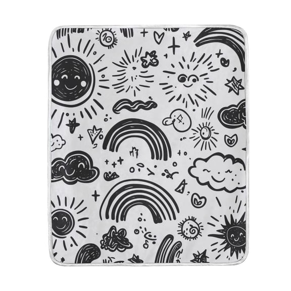 Yayeee Throw Blanket for Couch Soft Warm 60" x 80" Sofa Chair Bed Decoration, Clouds and Suns