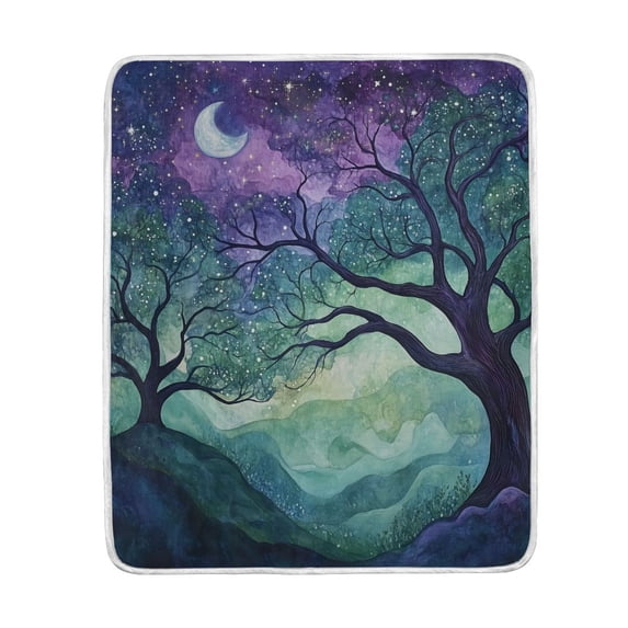 Yayeee Throw Blanket for Couch Soft Warm 60" x 80" Sofa Chair Bed Decoration, Moonlight Forest