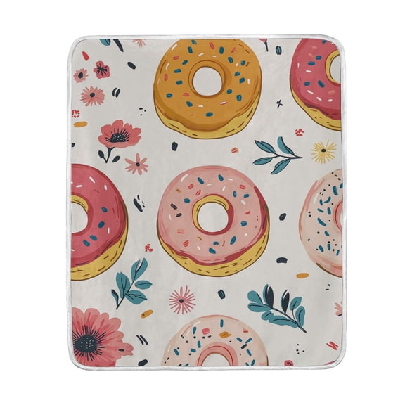 Yayeee Throw Blanket for Couch Soft Warm 60" x 80" Sofa Chair Bed Decoration, Pink Donut