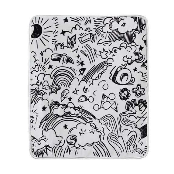 Yayeee Throw Blanket for Couch Soft Warm 60" x 80" Sofa Chair Bed Decoration, Rainbows Clouds