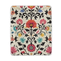 Yayeee Throw Blanket for Couch Soft Warm 50" x 60" Sofa Chair Bed Decoration, Beige Red Floral