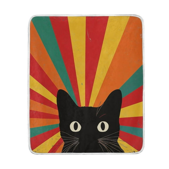 Yayeee Throw Blanket for Couch Soft Warm 50" x 60" Sofa Chair Bed Decoration, Black Cat