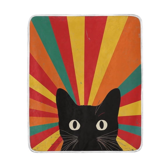 Yayeee Throw Blanket for Couch Soft Warm 50" x 60" Sofa Chair Bed Decoration, Black Cat