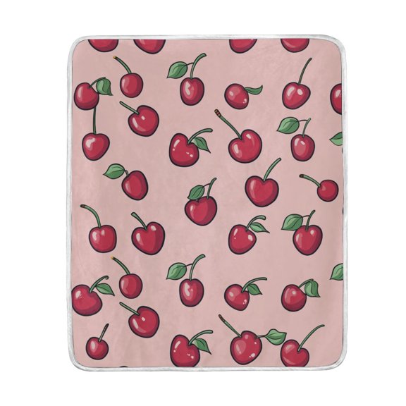 Yayeee Throw Blanket for Couch Soft Warm 50" x 60" Sofa Chair Bed Decoration, Cherries Pattern